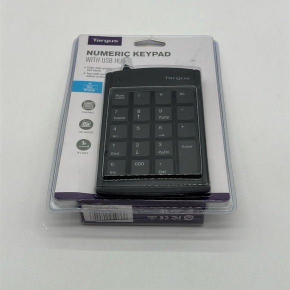 Factory Sealed！Targus PAUK10U Wired USB 2.0 Numeric Keypad with 2 Port Hub - Picture 1 of 4